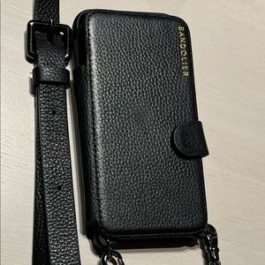 Bandolier Hailey folio for iPhone XR. Black/ pewter hardware.